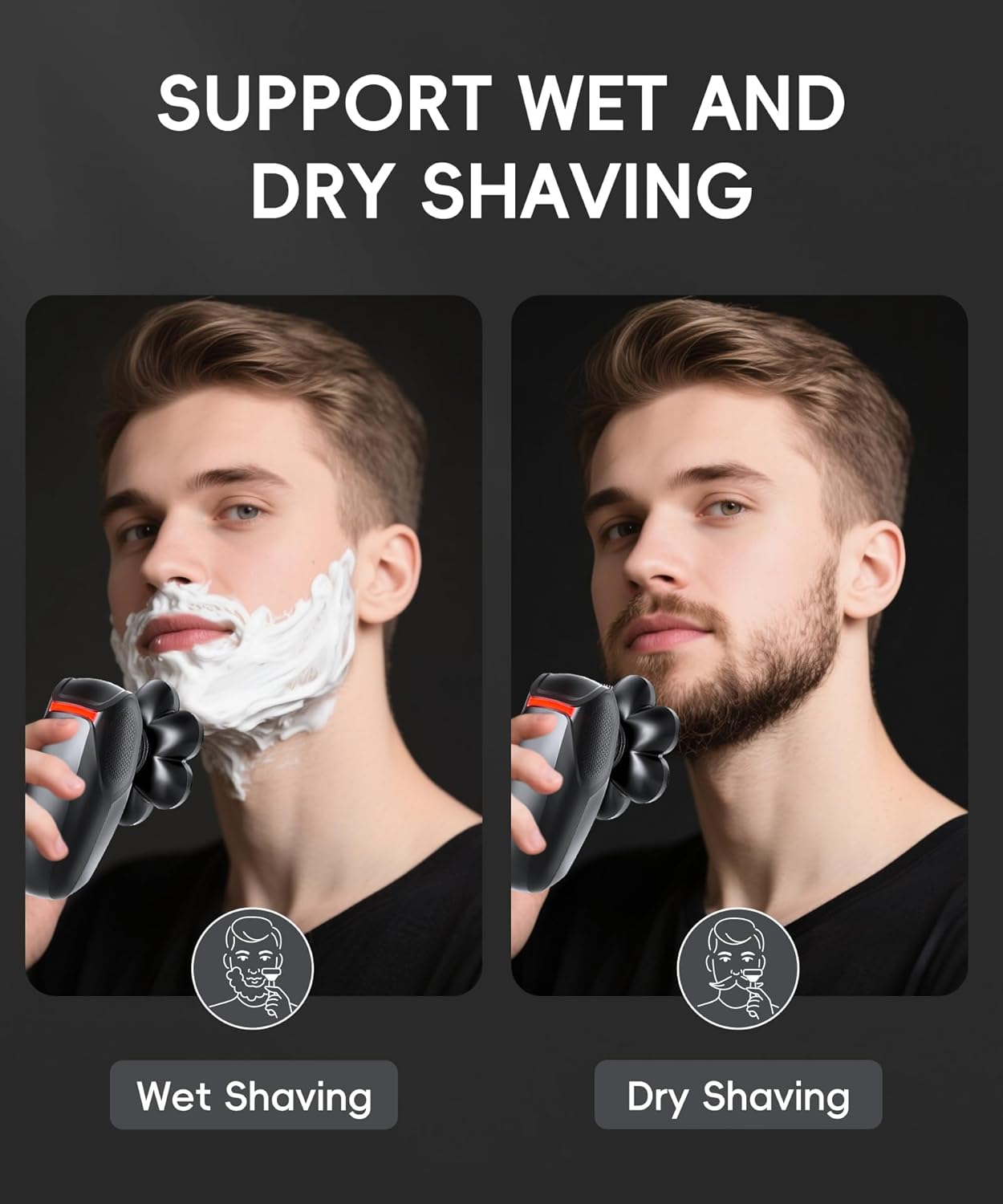 Skiennix 5-in-1 Head Shaver for Bald Men - 7D Rotary Electric Grooming Kit | IPX8 Waterproof, Midnight Black