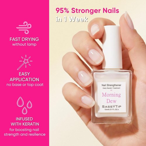 **Regine Switzerland Nail Strengthener - Keratin Hardener & Growth Treatment, 15ml Milky White**