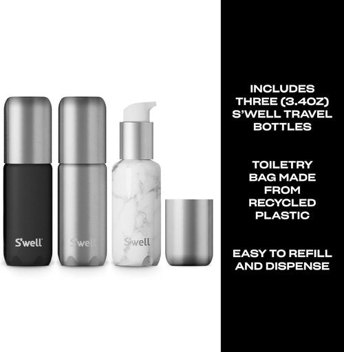 S'well Travel Bottle Set - 3 Lightweight, Leakproof Aluminum Bottles for Toiletries | TSA Approved