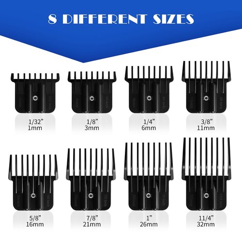 BaBylissPRO Trimmer Guards Set - 8 Replacement Guards with Metal Spring Clip | Fits FX787 & FX726, 1/32-5/4 Inch
