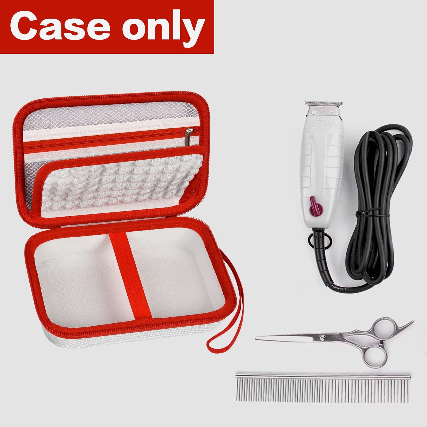 Case for Andis Professional T-Outliner Beard & Hair Trimmer, Model GTO 04780/04710/04603/04775, with Mesh Pocket for Attachment Set - Box Only