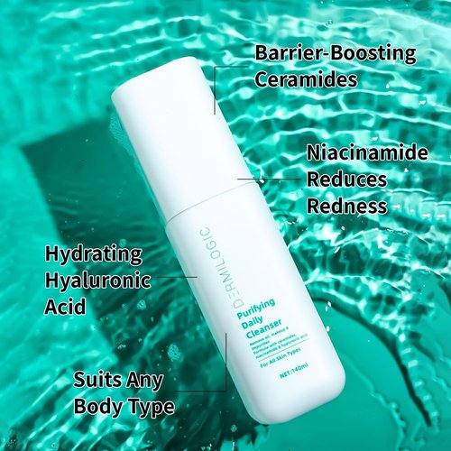**Purifying Daily Cleanser - Deep Cleanse & Hydrate | Niacinamide, Ceramides & Hyaluronic Acid**