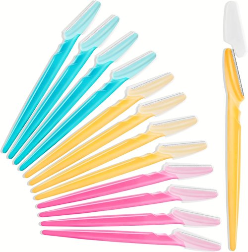 HFATMOS Eyebrow Razor - Multipurpose Exfoliating Dermaplaning Tool | 12 Pcs with Protective Cover for Men & Women