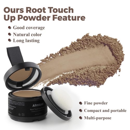 Instant Hairline Powder, Root Touch Up Hair Color for Gray Coverage and Thinning Hair, Root Cover Up Conceals Hair Loss & Bald Spots, Natural and Non-Greasy Hair Color for Women & Men, Light-Brown
