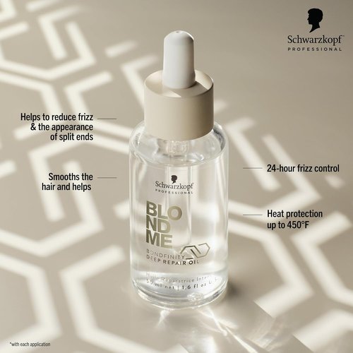 BlondMe Bondfinity Deep Repair Oil - Frizz Reduction & Heat Protection for Blonde Hair, 1.6 Fl Oz