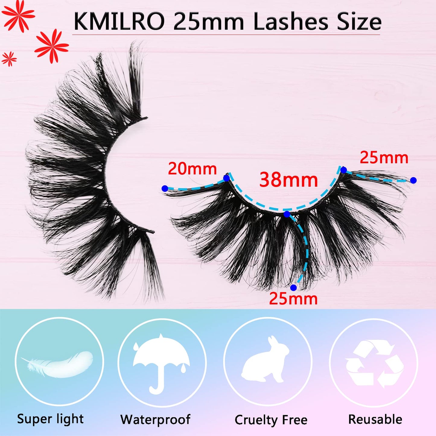 Lashes 25mm Fluffy Mink False Eyelashes Long 20 Pairs Dramatic Thick 3D 5D Faux Mink Lashes 25 mm Fake Eyelashes Pack (VG38), by Kmilro