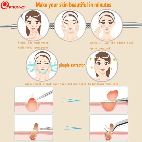 16 Pcs Pimple Popper Kit - Blackhead Remover & Acne Extractor Tool - Professional Stainless Steel Tweezers for Eyebrows, Pimples & Blemishes - Tools for Beauty Salons