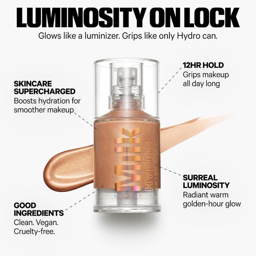 Milk Makeup Hydro Grip + Glow Primer - Illuminating, Silicone-Free Face Primer with Hyaluronic Acid - 1 oz