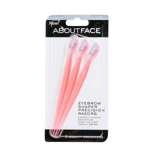 About Face Facial Razor & Eyebrow Shaper - 3 Ct for Peach Fuzz Removal & Precise Eyebrow Shaping