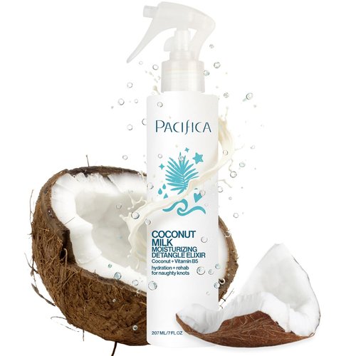Pacifica Coconut Milk Hair Detangler Spray - Leave-In Conditioning Elixir for Tangle-Free Hair - Instantly Detangles, Adds Shine & Moisture, Prevents Breakage & Frizz | Vegan & Cruelty-Free