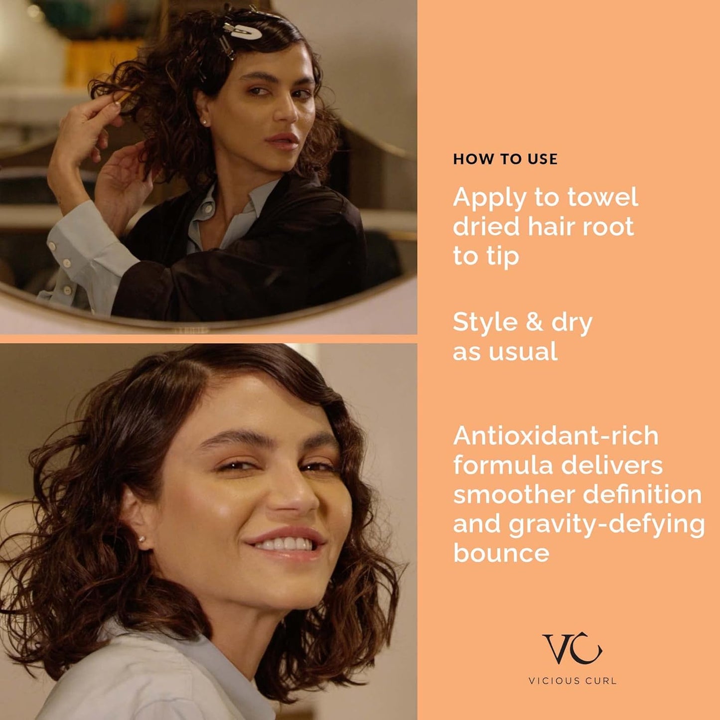 VICIOUS CURL Anti-Gravity Styling Cream - No-Crunch Curl Definer for Wavy & Curly Hair | 6 Fl Oz
