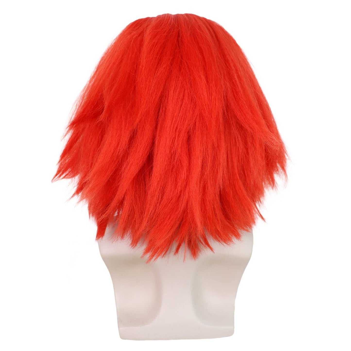 HUNIGIR Clown Wig Bald Red Wig Short Fluffy Wig Red Bald Head Wig Heat Resistant Synthetic Halloween Party Cosplay Costume Wig (Red)