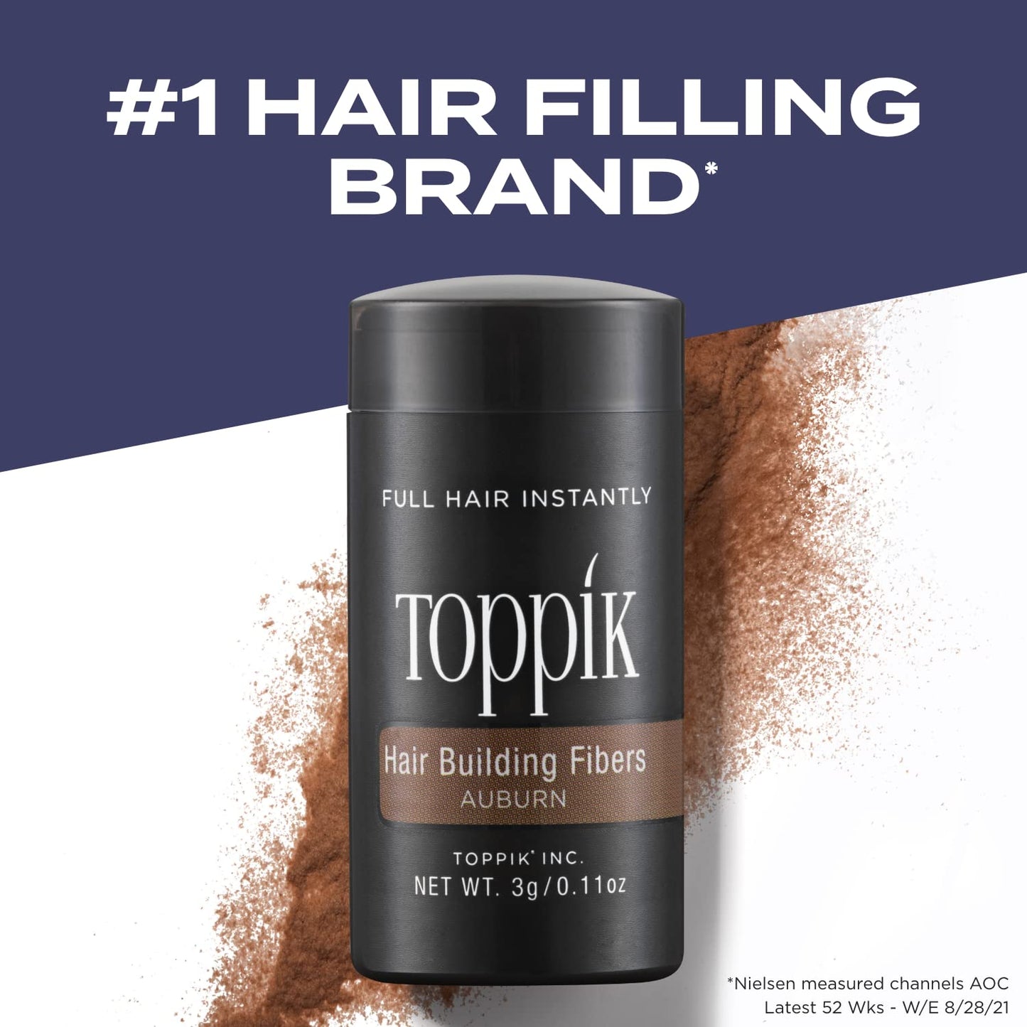 Toppik Hair Building Fibers, Auburn, 27.5g Fill In Fine or Thinning Hair, Instantly Thicker, Fuller Looking, 9 Shades for Men & Women, Keratin Protein Formula