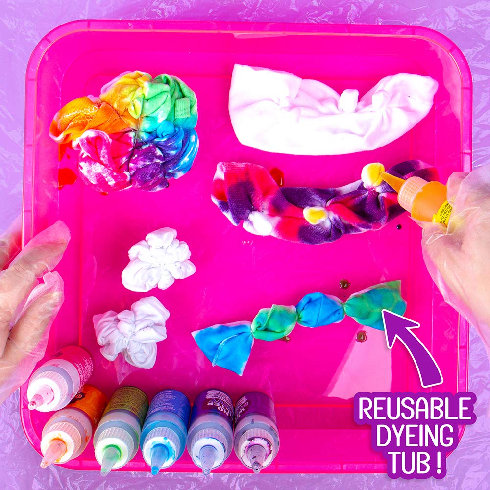 Fashion Angels Neon Tie Dye Fashion Design Super Set for Tweens and Kids to Create 6 Easy and Mess Free Projects, All-in-one Art Activities Set with 6 Tie Dye Colors to Create Tie Dye Socks, Tank Top, Hair Scrunchies, Shoelaces, Headband