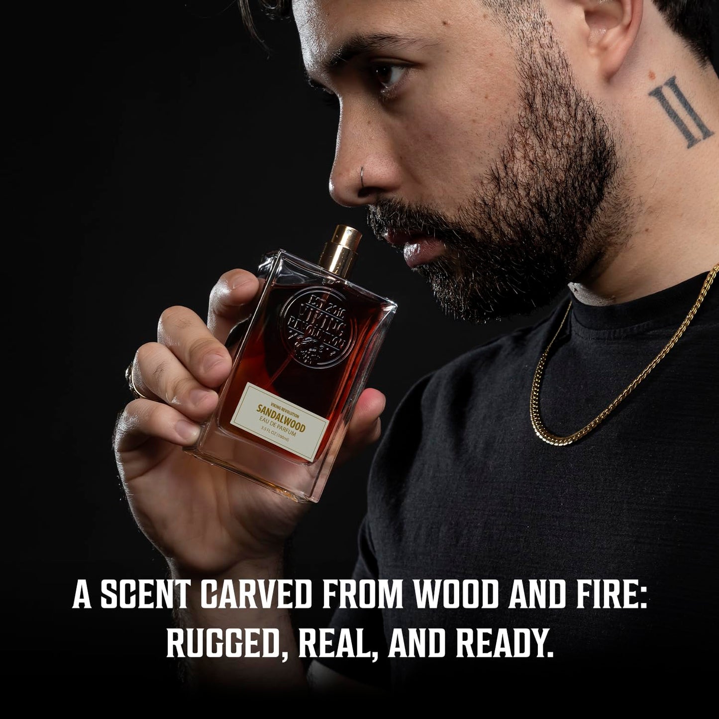 Viking Revolution Sandalwood Cologne for Men - Woody Eau de Parfum with Cedar & Vanilla - 3.5 Fl Oz