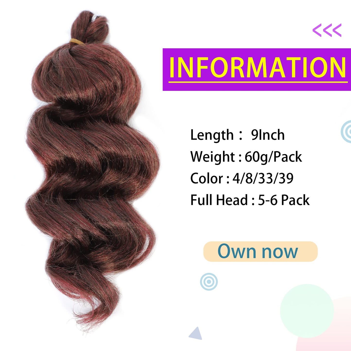 Ocean Wave Crochet Hair Deep Wave Crochet Hair Ocean Wave Braids Hair Synthetic Crochet Braiding Hair Extensions 8 Packs (9 Inch (Pack of 8), 4/8/33/39)