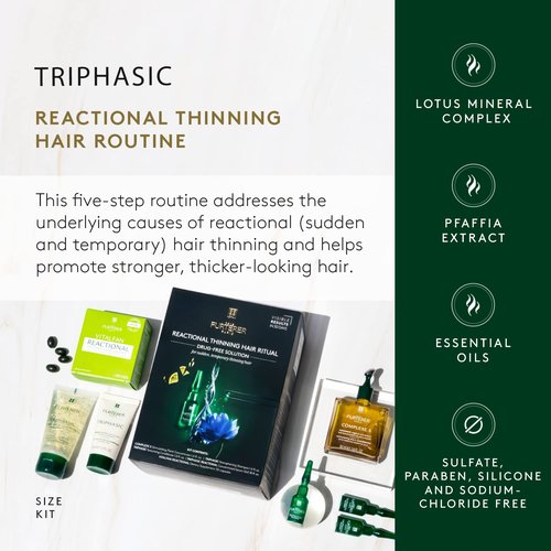 Rene Furterer Reactional Thinning Hair Ritual - Drug-Free Solution for Sudden Hair Thinning | 1 Ct.