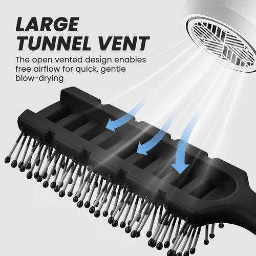 Balon Hair Brush - Speed Dry Vent Brush for Pain-Free Detangling | Ideal for All Hair Types (Black)