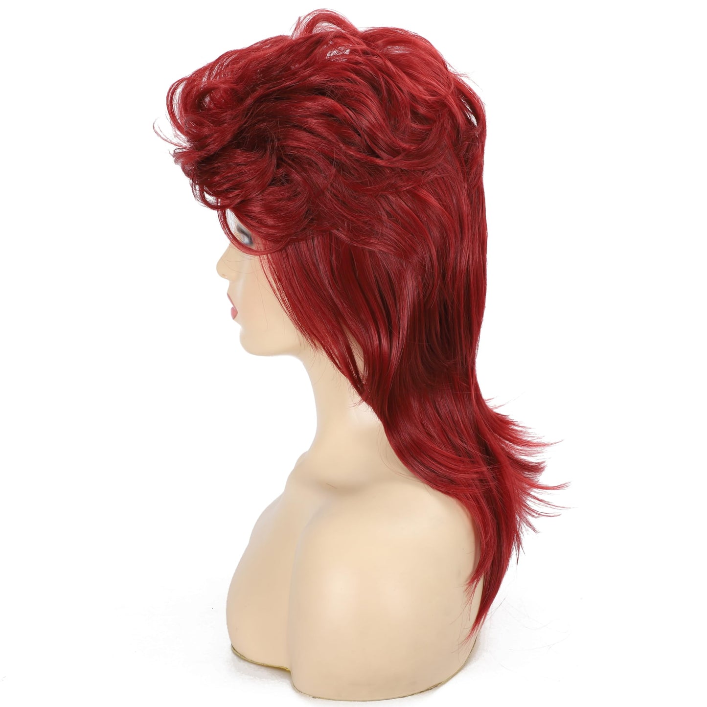 Daiaces Burgundy Mullet Wig for Women 70s 80s Disco Wig Shoulder Length Layered Heat Resistant Synthetic Hair Cosplay Daily Party Halloween