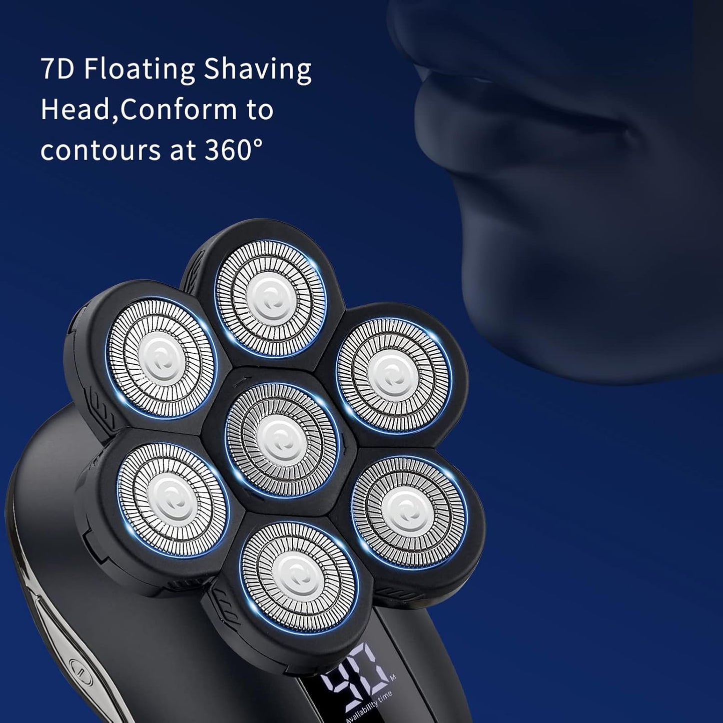 Skiennix Electric Head Shaver - Versatile Razor with Nose Hair Trimmer & LED Travel Lock