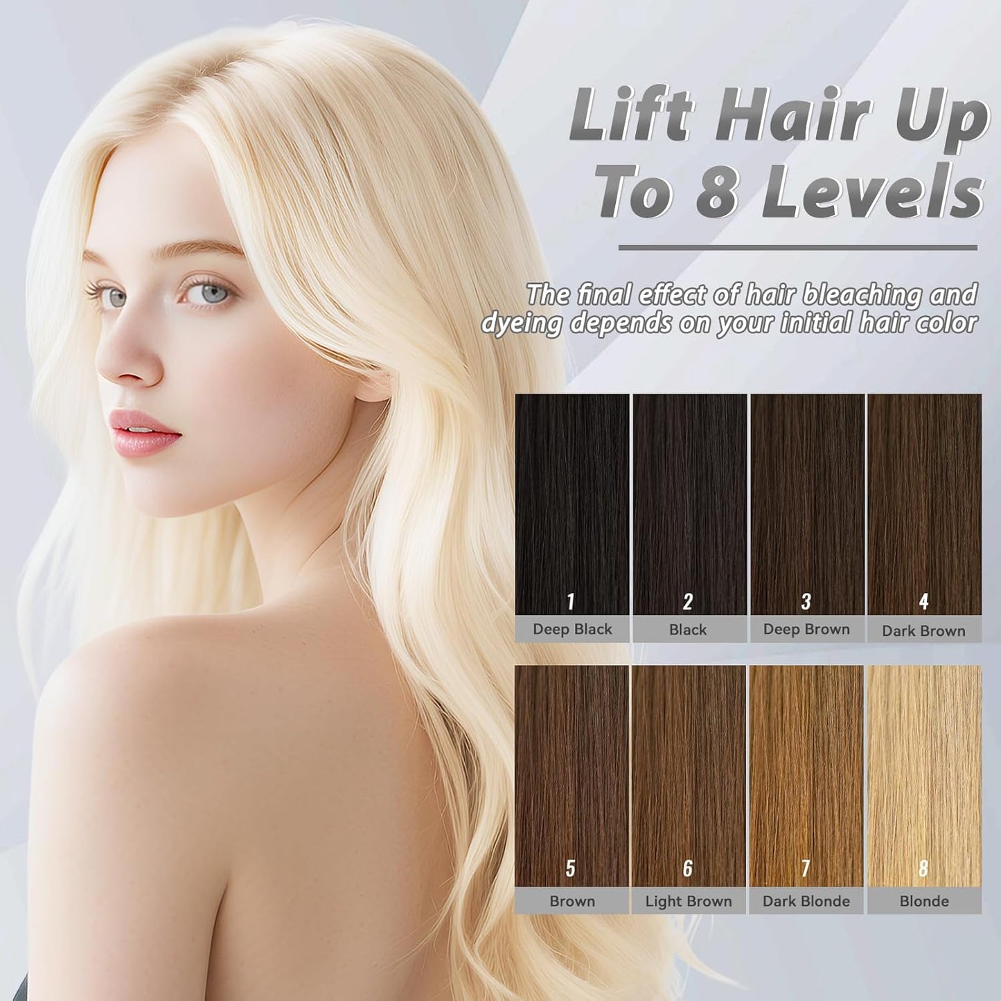Skiennix Gentle Cream Hair Bleach Kit - Ammonia-Free, Lifts Up to 8 Levels | No-Drip Lightening for Home Use