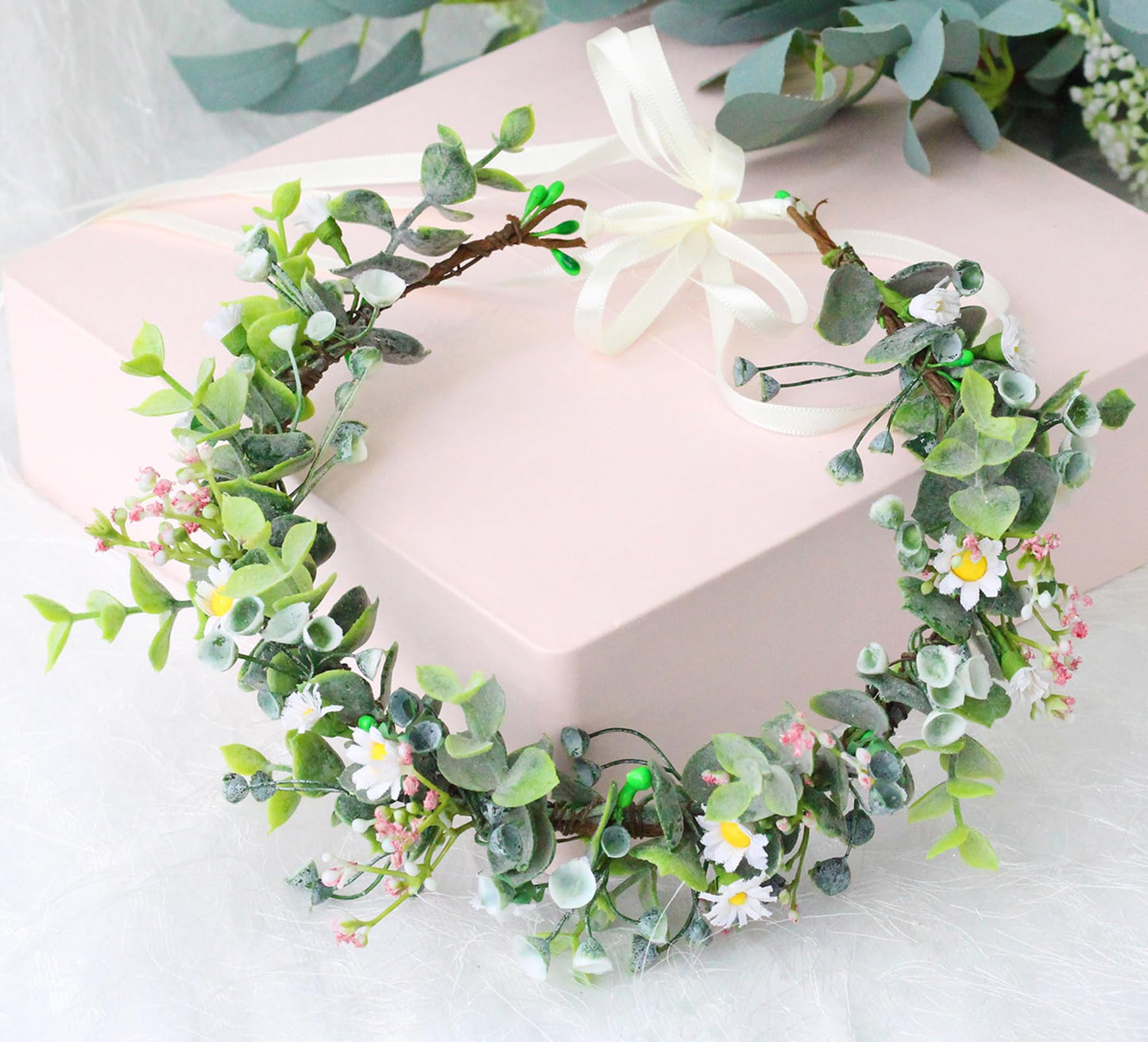 LLinfflr Fairy Floral Crown Even Headband Flower Headpiece Woodland Forest Circlet for Women Girls Bridal Wedding Prom Halloween Renaissance Cosplay Photo