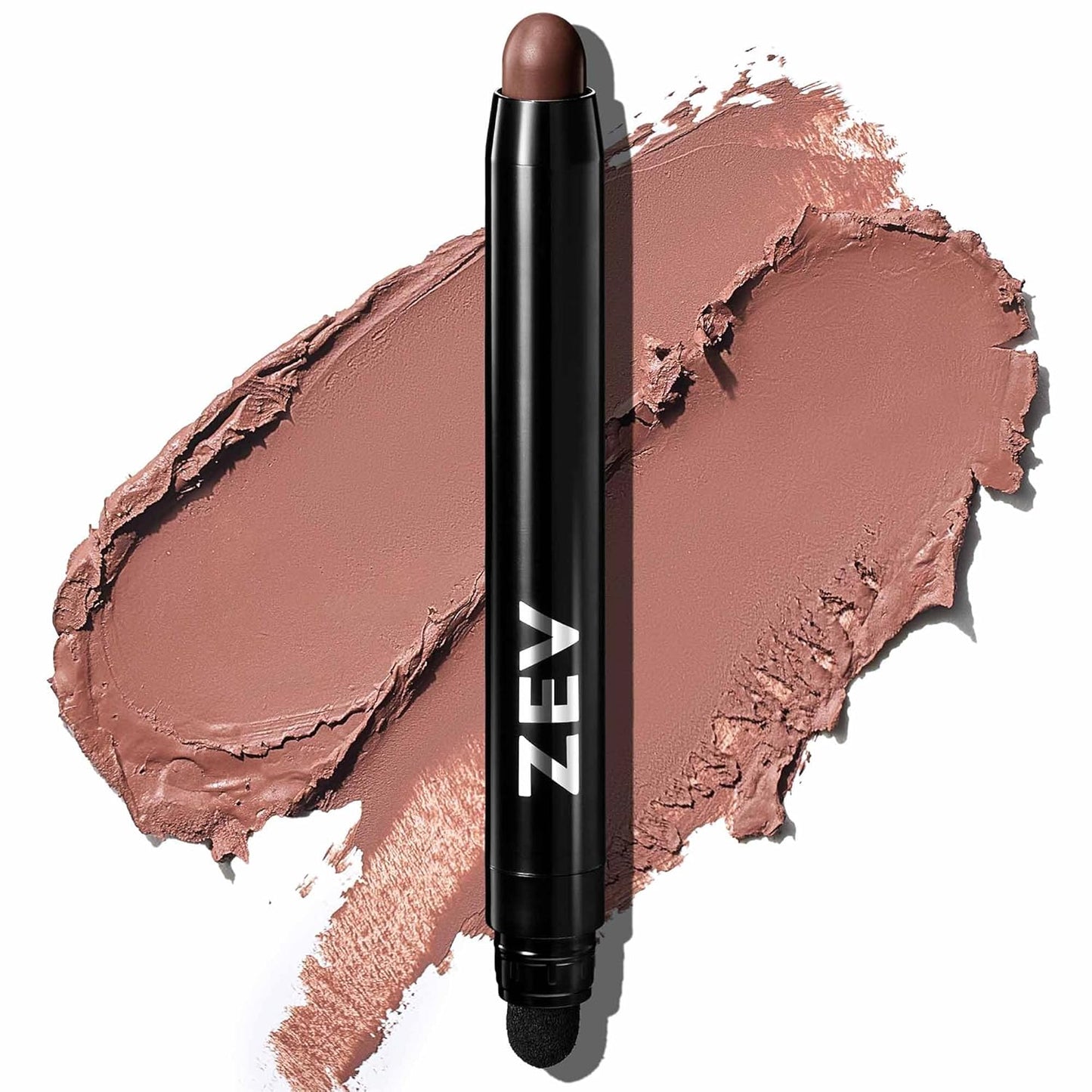Zev Eyeshadow Stick - ShadeRush 2-in-1 Cream Eyeshadow with Built-in Smudger - Waterproof Matte Makeup in Mocha Matte