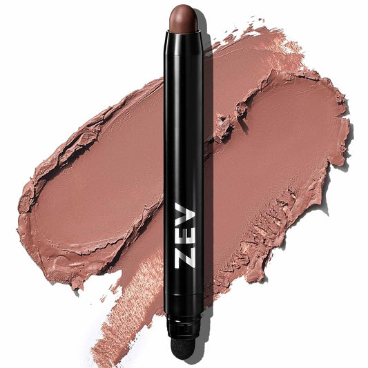 Zev Eyeshadow Stick - ShadeRush 2-in-1 Cream Eyeshadow with Built-in Smudger - Waterproof Matte Makeup in Mocha Matte
