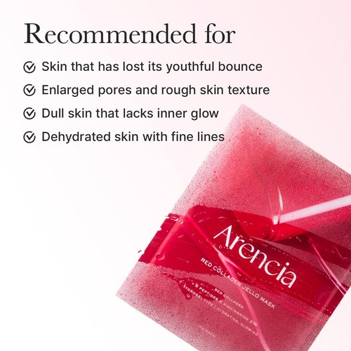 ARENCIA Red Collagen Jello Mask - Plump & Hydrating Hydrogel Mask for Dry Skin | 4 Pack with Collagen & Peptides