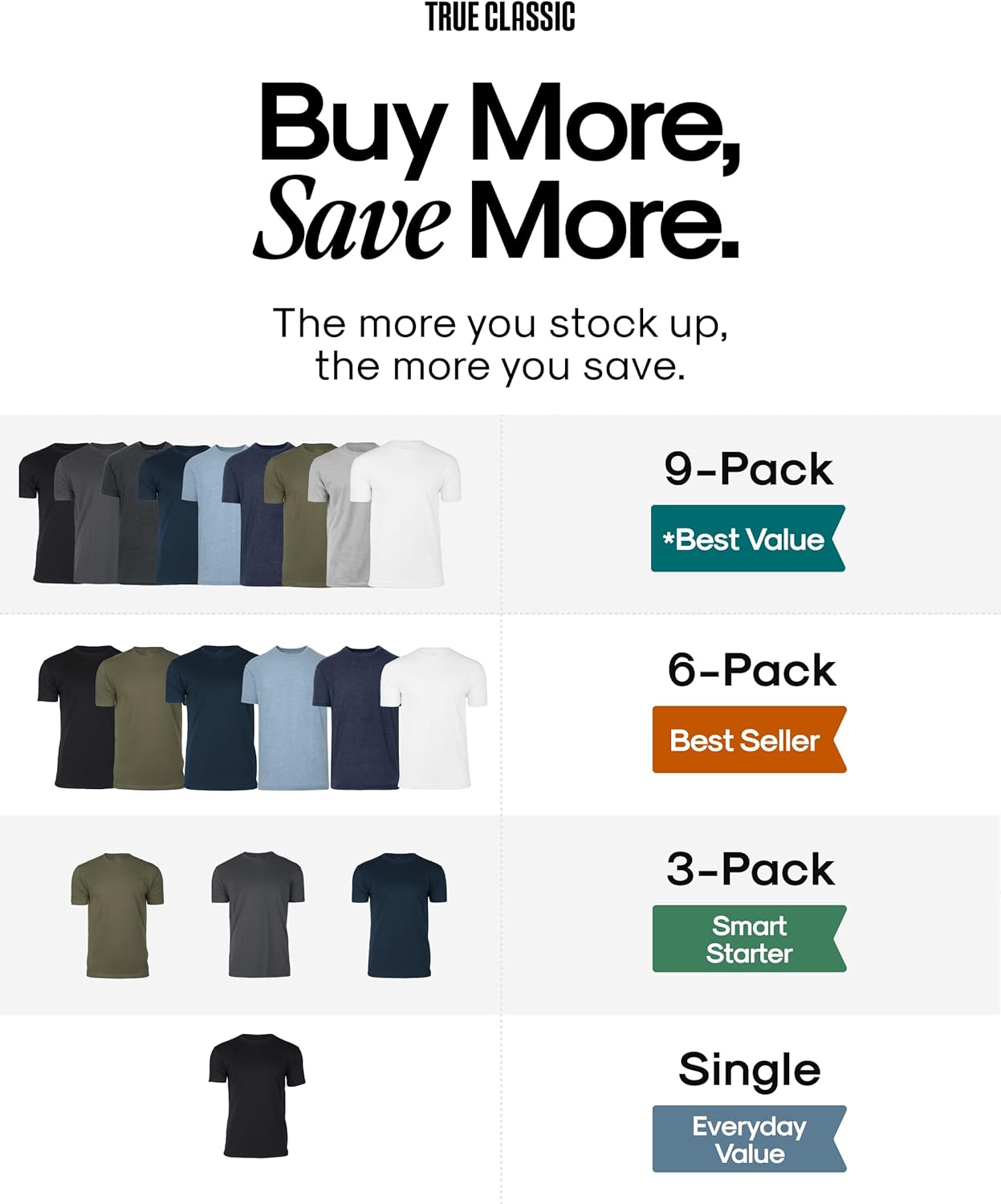 True Classic Men's T-Shirts - Short Sleeve Crew Neck Cotton Blend Tees for Ultimate Comfort