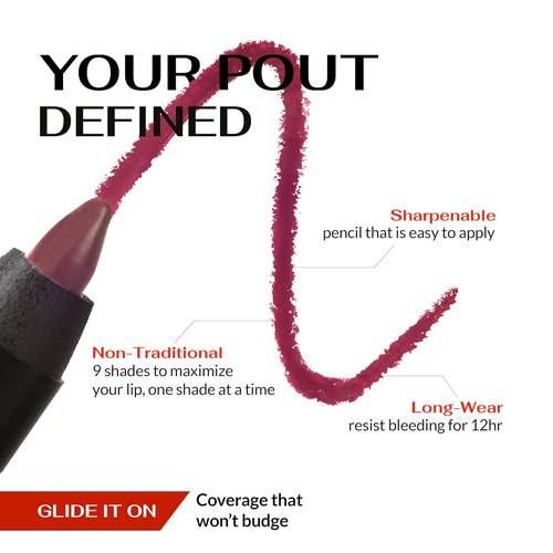 K7L Dark Pink Lipliner Pencil - Creamy, Longwear, Waterproof Formula for Perfect Definition