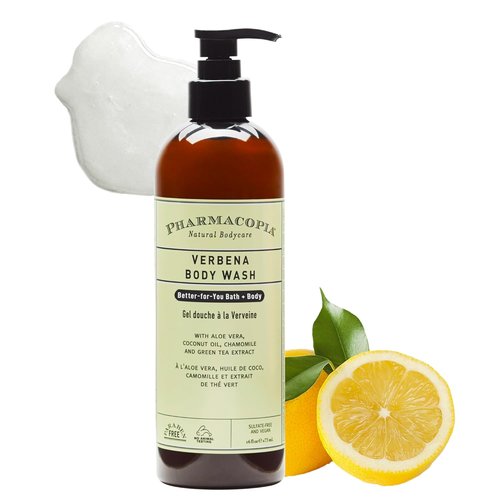 Pharmacopia Verbena Body Wash - Moisturizing Natural Shower Gel with Aloe Vera & Coconut Oil | 16 oz