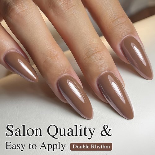 Double Rhythm 15ML Gel Nail Polish Pure Sheer Same Color Same Bottle Soak Off Gel Polish Art Manicure Salon DIY at Home for Women (Gray Brown-A1445)