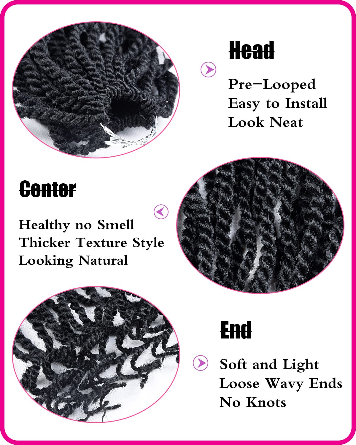 TOZIKA Wavy Senegalese Twist Crochet Hair 12 Inch Crochet Hair for Black Women Pre-twisted Kids Crochet Hair 2 Packs Braids Wavy Ends Synthetic Hair Extension(1B#, 12 Inch）