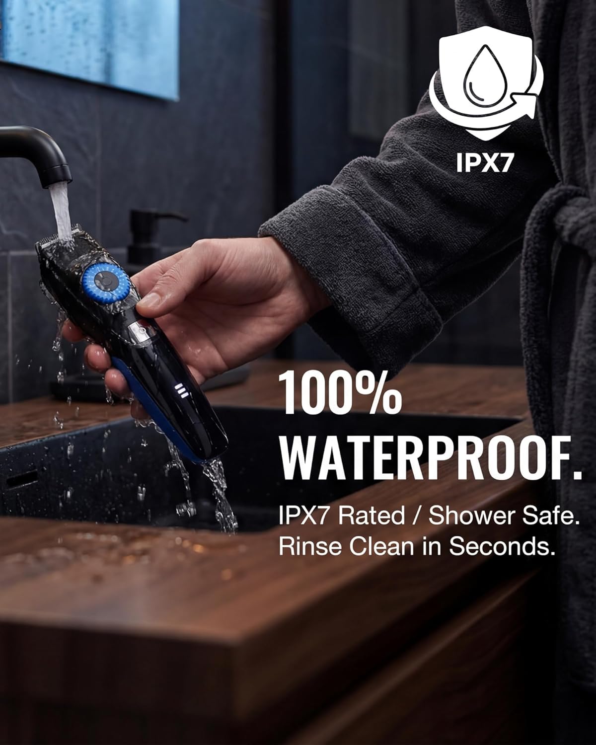 Skiennix Beard Trimmer for Men - 120-Min Cordless Runtime, 0.5mm Precision Dial & IPX7 Waterproof