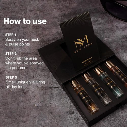 NOURISH MANTRA NM New York Metropolis Man Luxury Perfume Set Of 4 | Premium Luxury Perfumes | birthday gift for men | Perfume For Men long lasting smell | 15 ml Each
