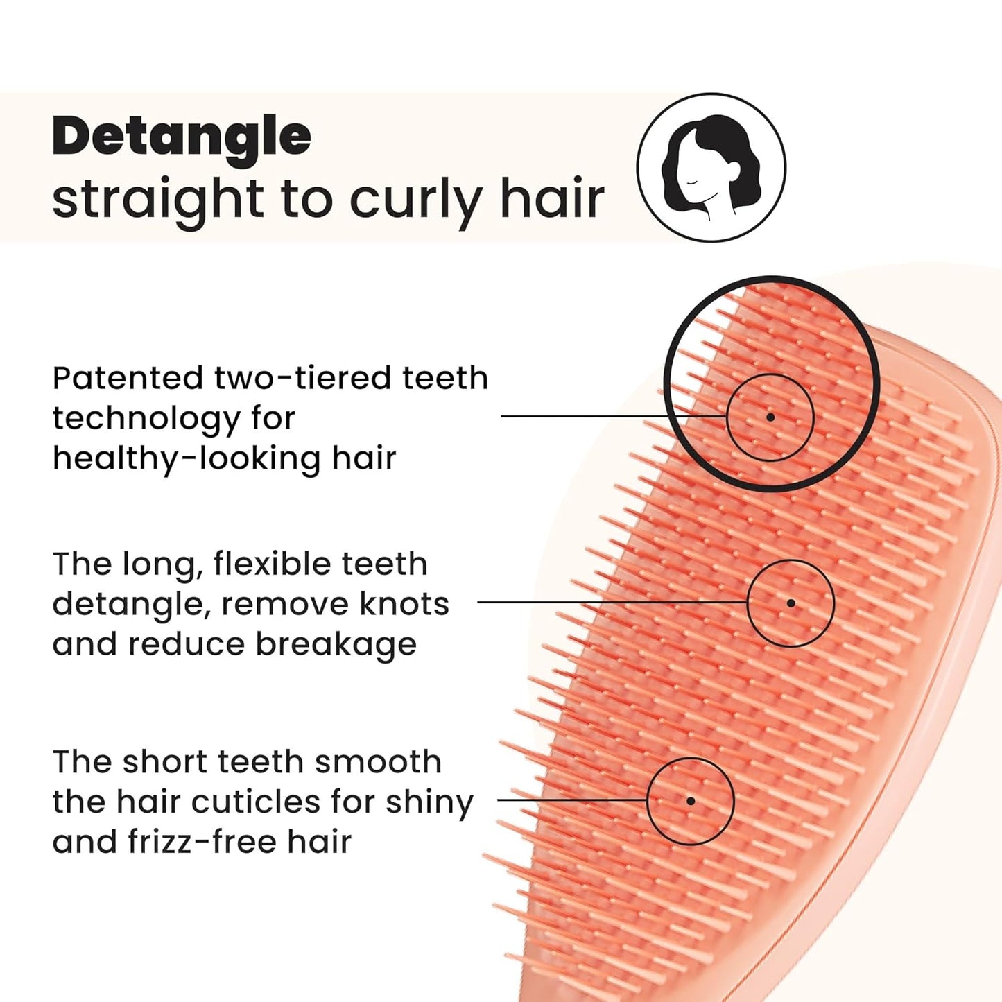 Tangle Teezer Ultimate Detangler Brush - Effortlessly Eliminates Knots & Reduces Breakage | Apricot Color