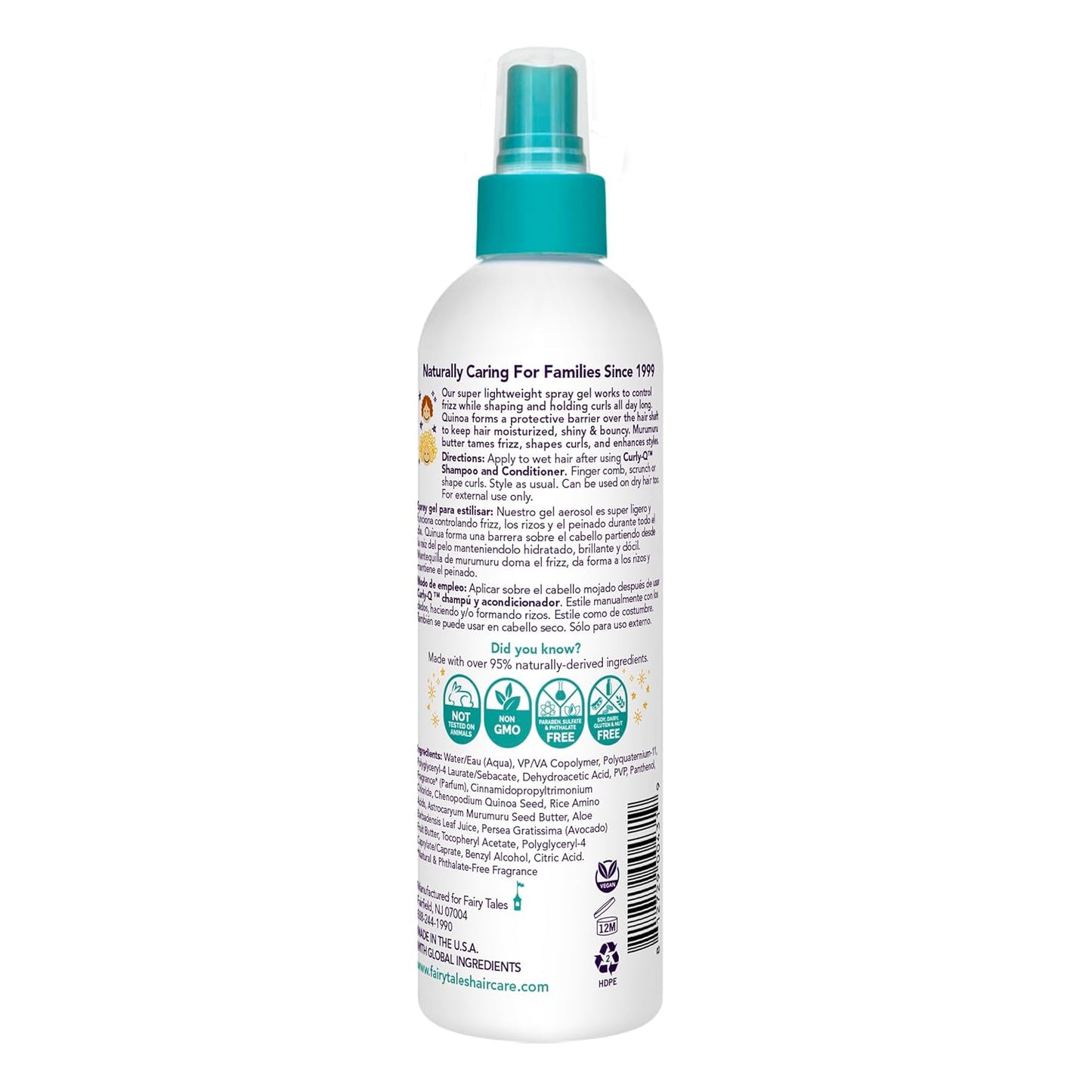 Fairy Tales Curly Q Kids Styling Spray Gel - Paraben & Sulfate Free, 8oz | Perfect for All Curl Types