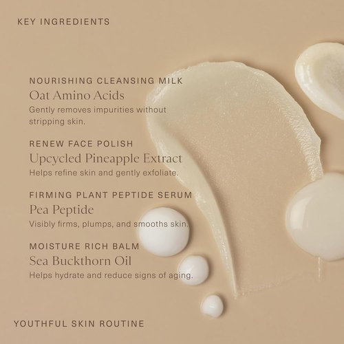 Oak Essentials Youthful Skin Routine Set - 4-Step Renewal Kit with Peptide Serum & Moisture Balm