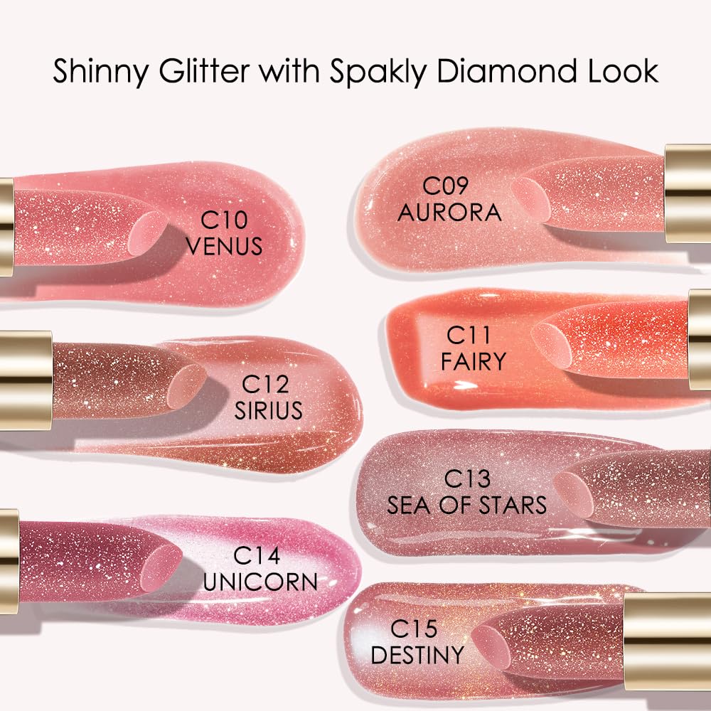 CATKIN Tinted Lip Balm Glitter Lip Stain Ultra Hydrating Lip Moistrurizer Chapstick with Vitamin E Nourishing For Cracked & Dry Lips 0.12 oz C12 Sirius - Golden Brown