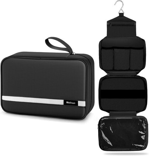 Maliton Toiletry Bag - Waterproof Travel Organizer for Men & Women | 4 Compartments, Large Size (Black)