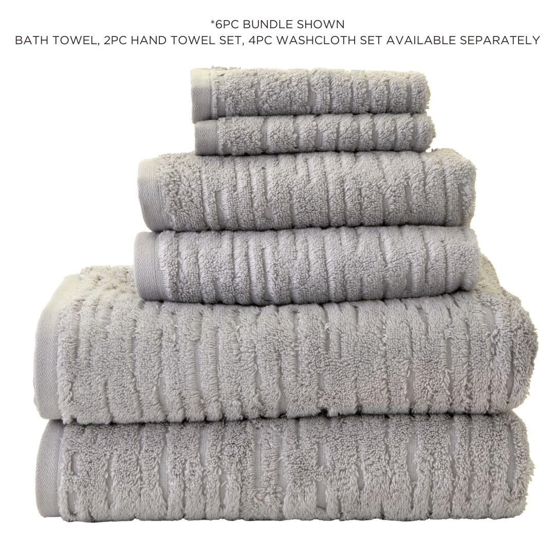 SKL Home CloudSoft Cotton Luxury Hand Towel 2pc Set for Bath/Kitchen/Bar & Gift, Gray
