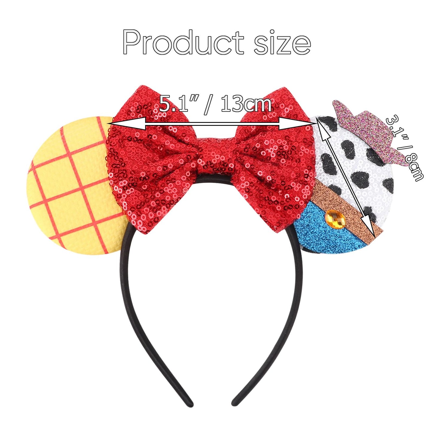 AQOKKA 1 Pcs Mouse Ears Headbands with Bow for Birthday Party, Hair Hoop Party Decoration Cosplay Costume Hair Accessories for Women & Girls