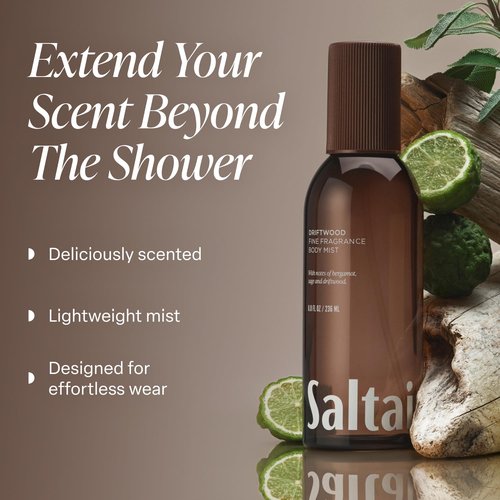 Saltair Body Mist 2 Pack - Long-Lasting Driftwood Scented Lightweight Body Spray | 2x 8oz Bottles