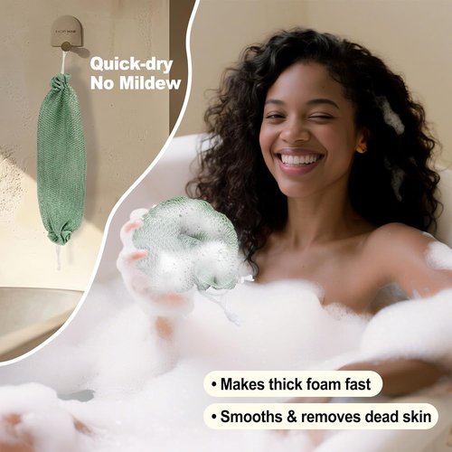 African Net Sponge | Authentic Exfoliating Bath Sponges - 4 Pack, 42 Inch for All Skin Types (Green, Pink, Blue, Grey)