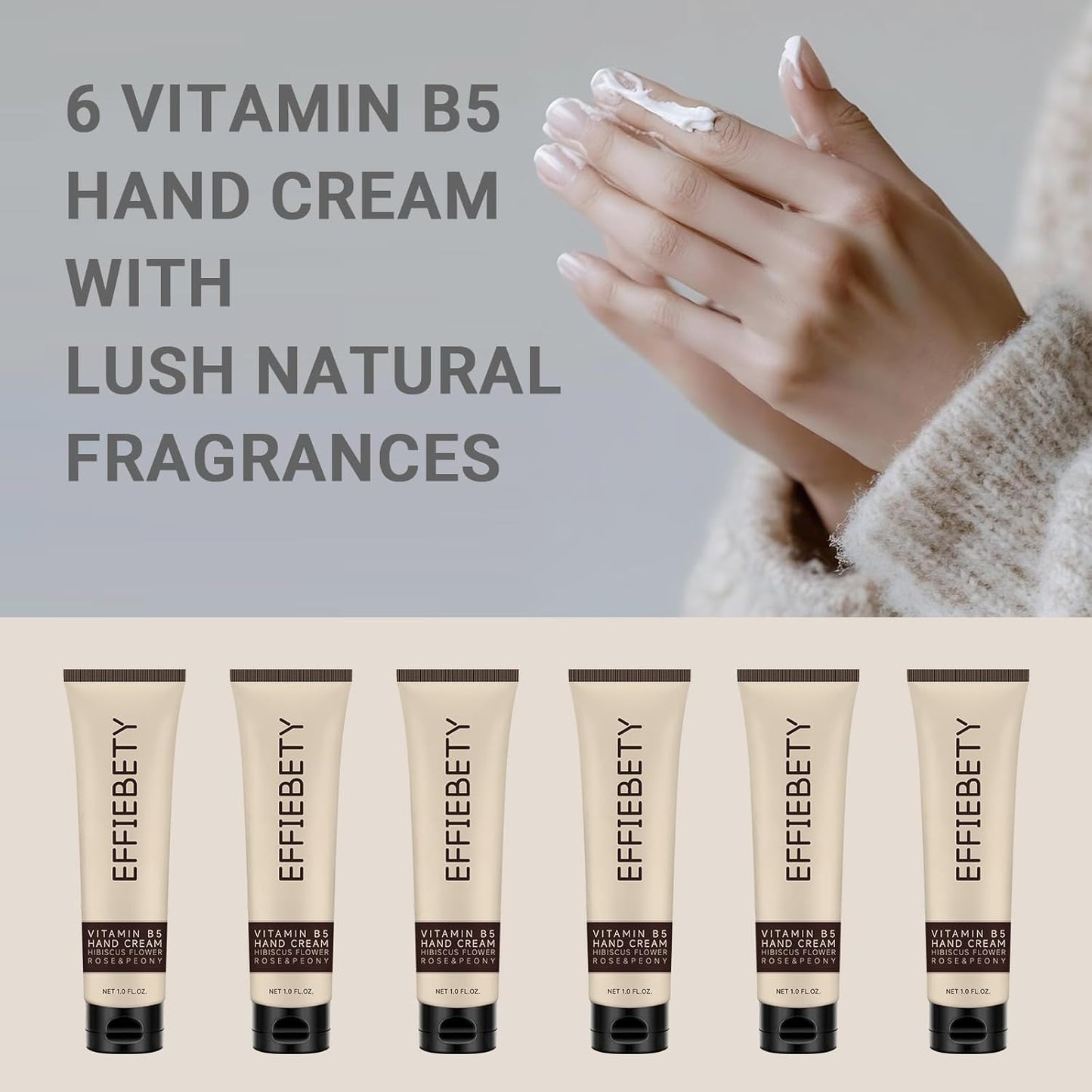 Vitamin B5 Hand Cream - Fast-Absorbing & Non-Greasy Formula for Deep Hydration | 6-Pack, Vegan & Cruelty-Free (1 fl oz)