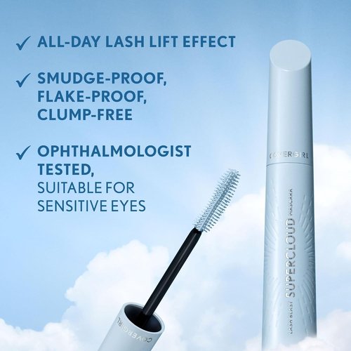 CoverGirl Lash Blast Supercloud Mascara - Long-Lasting, Clump-Free, Vegan | 800 Super Black, 0.33oz