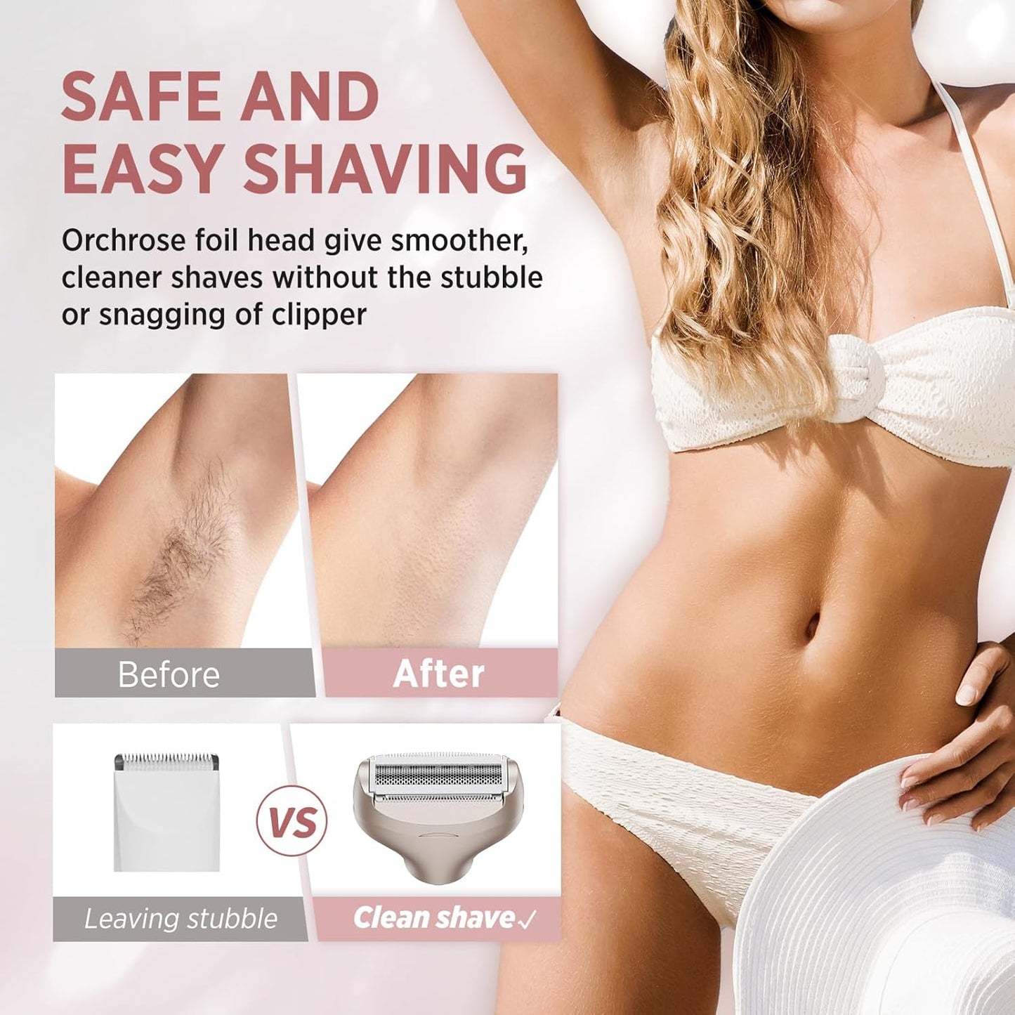 Skiennix Electric Razor for Women - 2-in-1 Painless Rechargeable Shaver for Face, Legs & Bikini Area
