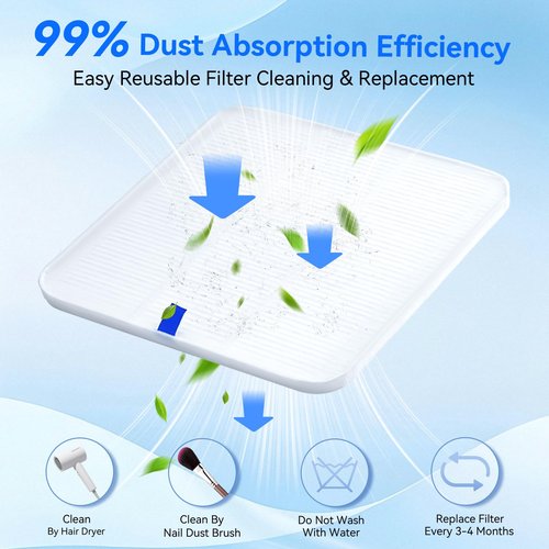 Makartt Nail Dust Collector - Professional Powerful Suction Larina Vacuum Fan Dust Cleaner with LED Display, Adjustable Speed, Reusable Filter for Acrylic Nails Polishing Manicure Salon Home Pink