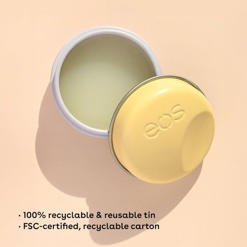 eos Plant-Based Vegan Lip Salve - Vanilla Bean, 100% Natural Formula, Cocoa Butter Lip Balm with Upcycled Olive Squalane, Cruelty-Free, 0.42 oz